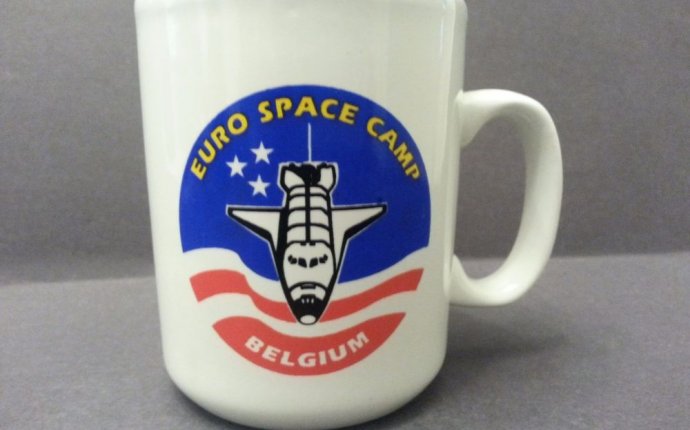 Vintage Euro Space Camp Coffee Mug Belgium Shuttle Patch NASA Cup