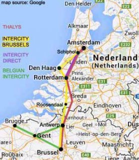 amsterdam to bruges ghent rail map