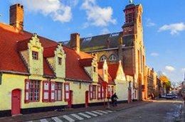 colorful buildings on an old street in Belgium