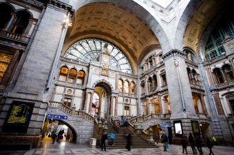 Picture of Antwerp train station with large door